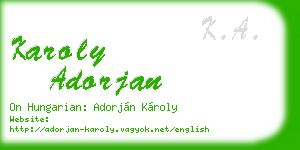 karoly adorjan business card