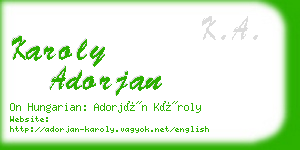 karoly adorjan business card